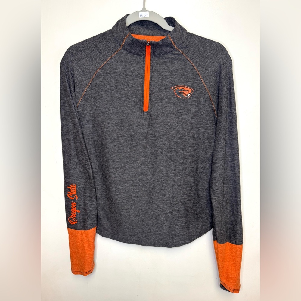 Oregon State Beavers Colosseum Gray And Orange Quarter Zip Pullover, Women’s  S